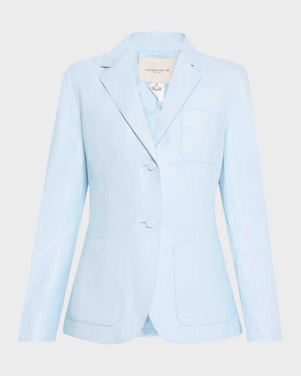 Single-Breasted Leather Blazer